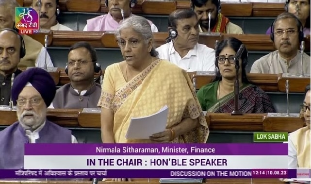 No Confidence Motion: Nirmala Sitharaman’s taunt on Congress, Finance Minister also spoke on growing economy.